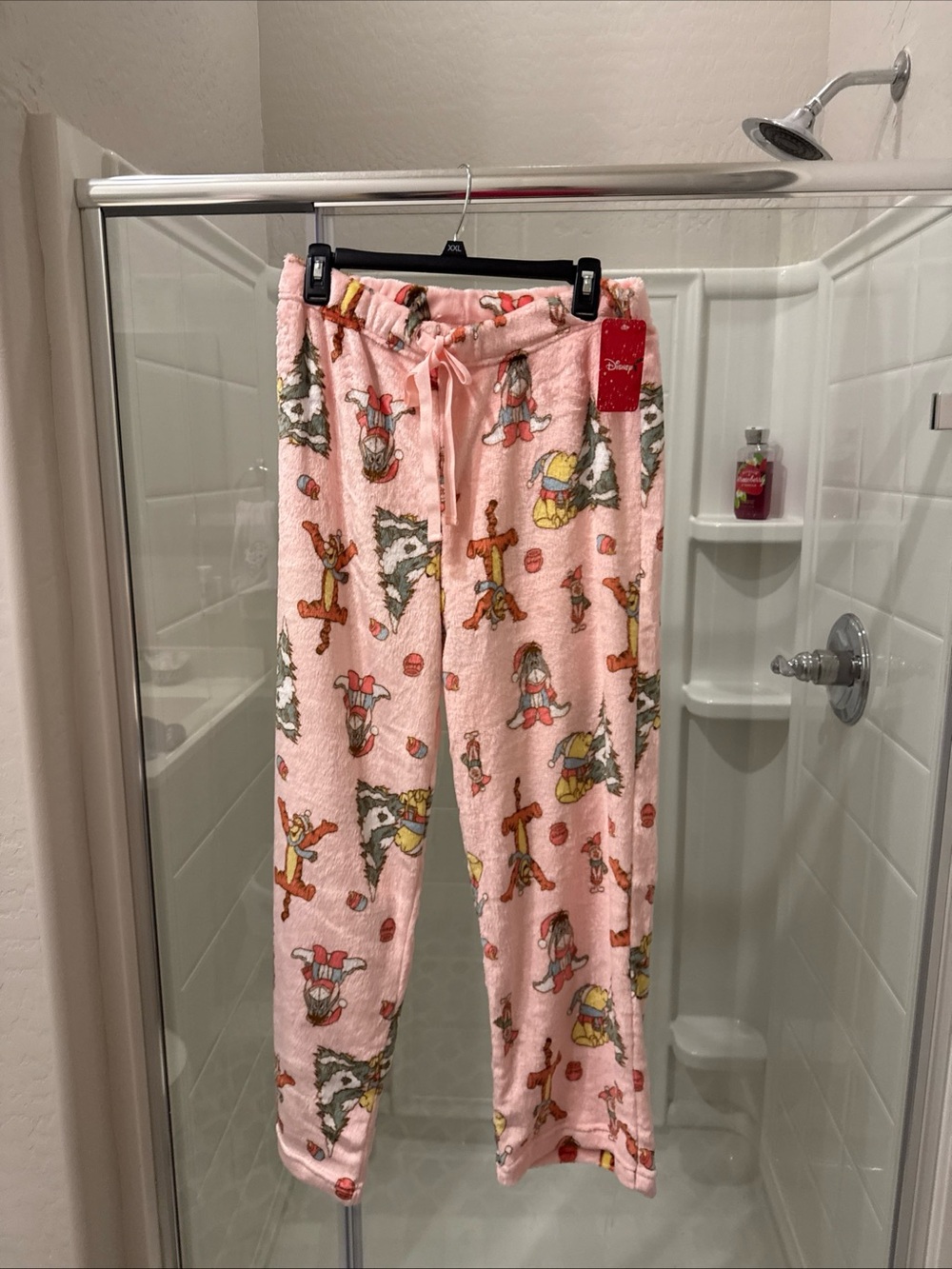 Disney Pink Plush womens  Pajama Pants - Cozy Holiday Print - Picture 2 of 5